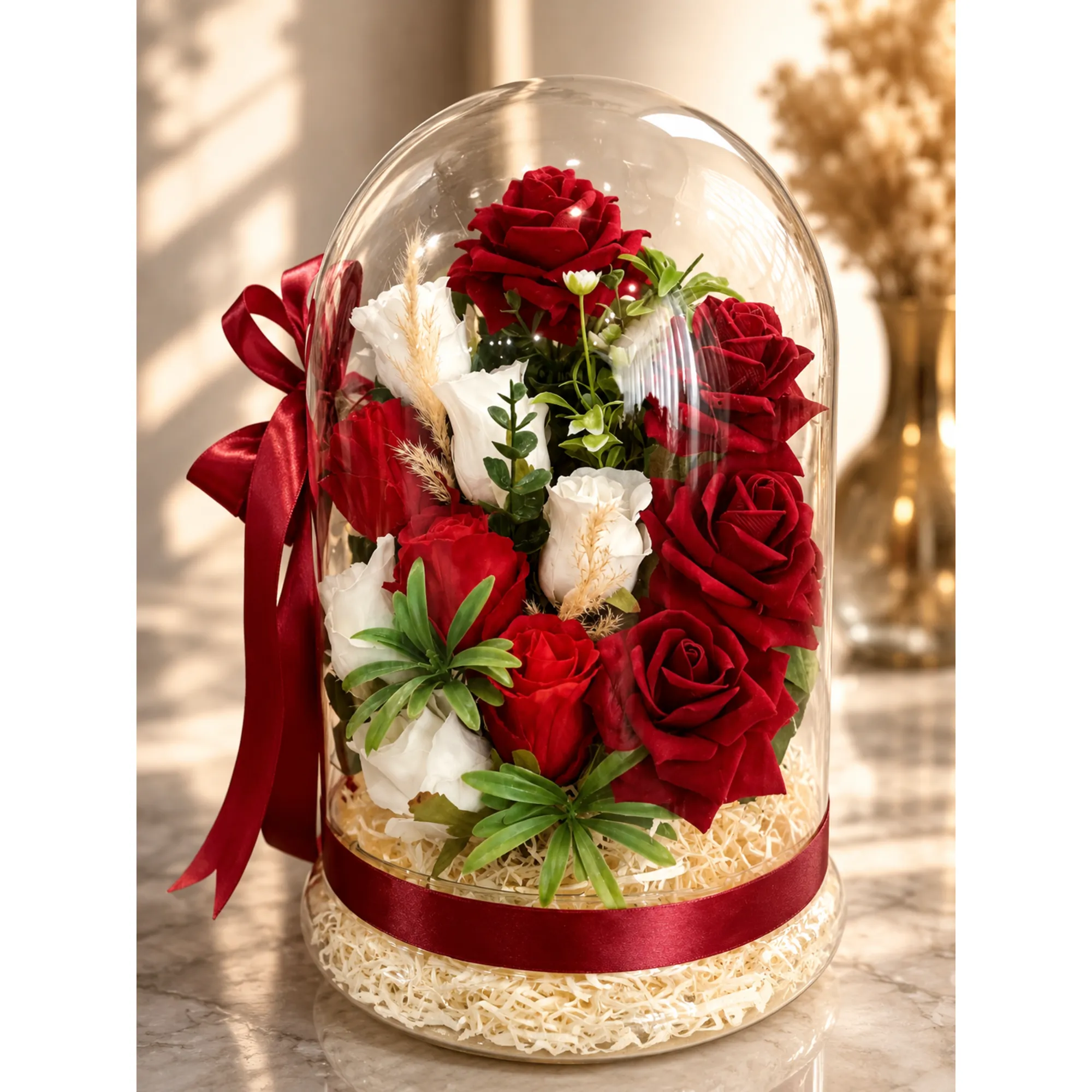 باکس گل و عروسک داخل شیشه