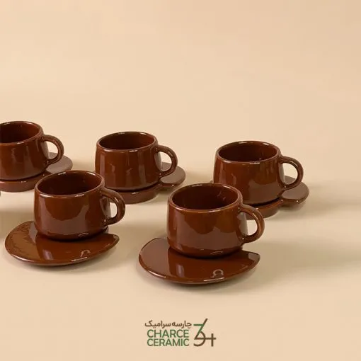 فنجان و نعلبکی نیم دایره سرامیکی دست ساز
